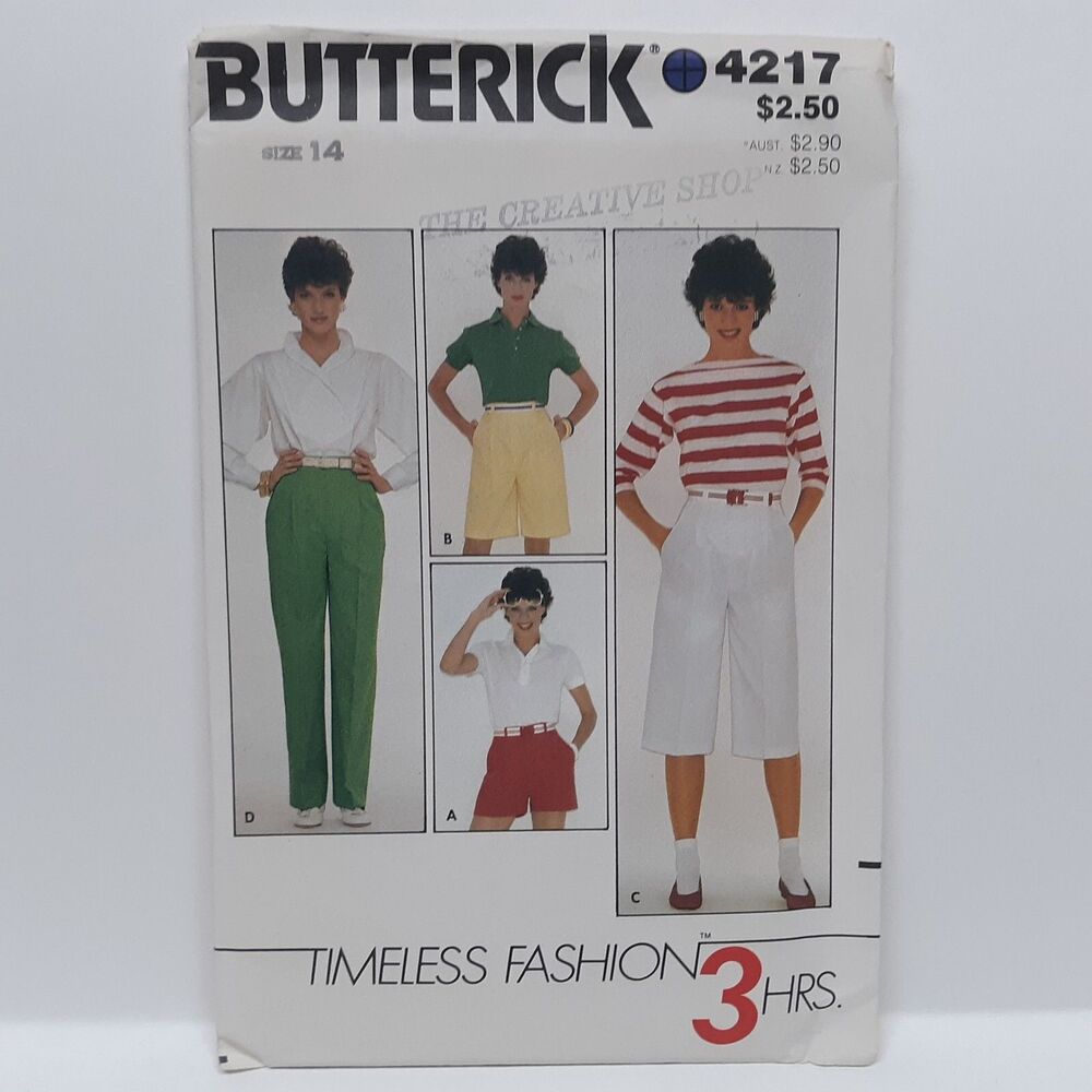 NEW Vintage Butterick Sewing Pattern 4217 Misses/Womens Shorts Pants Capris